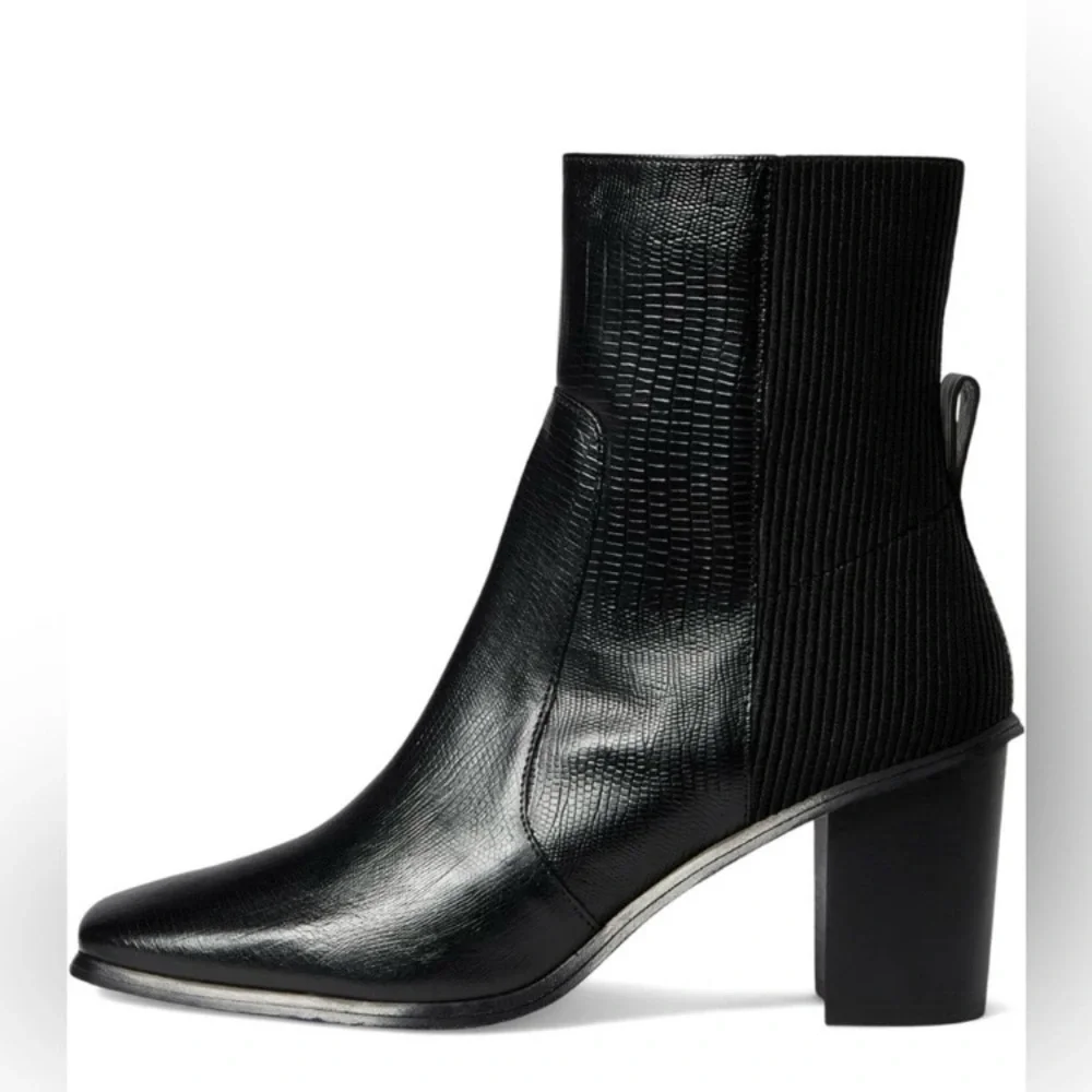 Andre Assous Venice Boot Lizard Embossed Block Heel Zip Boots